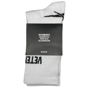 Vetements x Reebok collab White Crew Socks O/S New